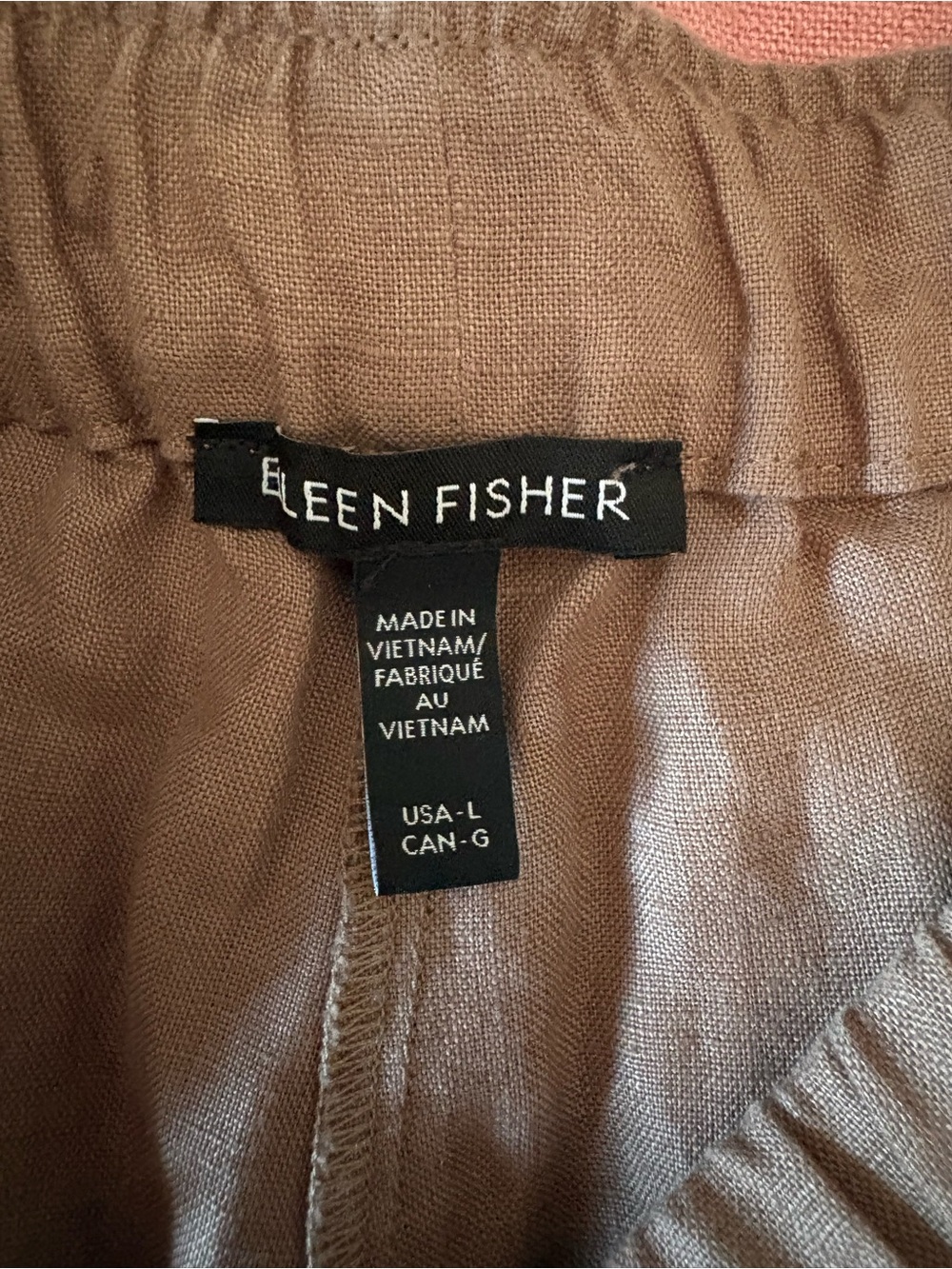 Eileen Fisher Organic Linen Pleated Lantern Pant in Taupe/Cocoa L - Picture 8 of 11